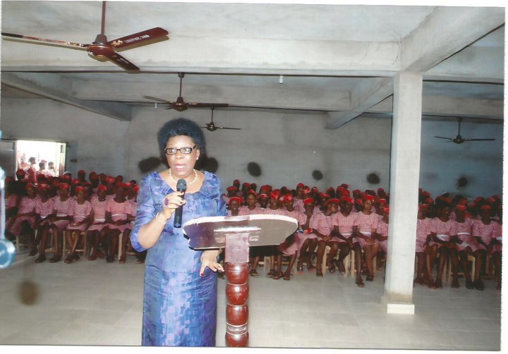 ED presesnting a paper on Adequate Use of ICT to young students of Queen of the Rosary College, Onitsha, Anambra State, Nigeria in October 2014