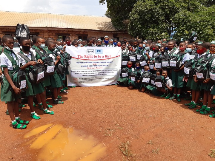 147 FEMALE STUDENTS OF COMMUNITY SECONDARY SCHOOL OBEAGU AWKUNANAW, ENUGU STATE WHO RECEIVED SCHOLARSHIP FOR ONE YEAR, BOOKS, MATHS SET & BIROS IN JUNE 2021