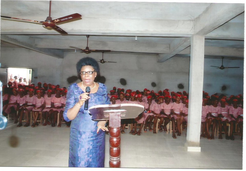 ED presesnting a paper on Adequate Use of ICT to young students of Queen of the Rosary College, Onitsha, Anambra State, Nigeria
